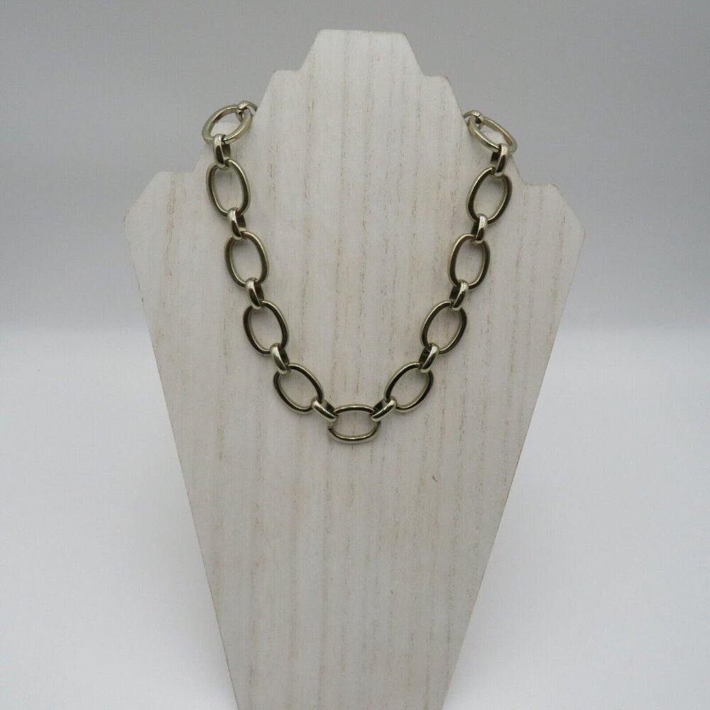 St Thomas Necklace Silver Tone 18" Oval Link Chunky Statement Extension